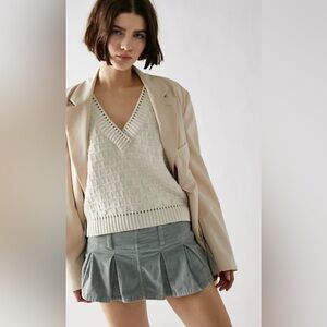 Free People sage green micro mini skort